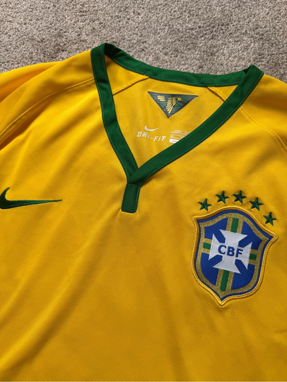 Retro Vintage Mens Nike Brasil Football Jersey Home Kit 2014 World Cup Brazil XL